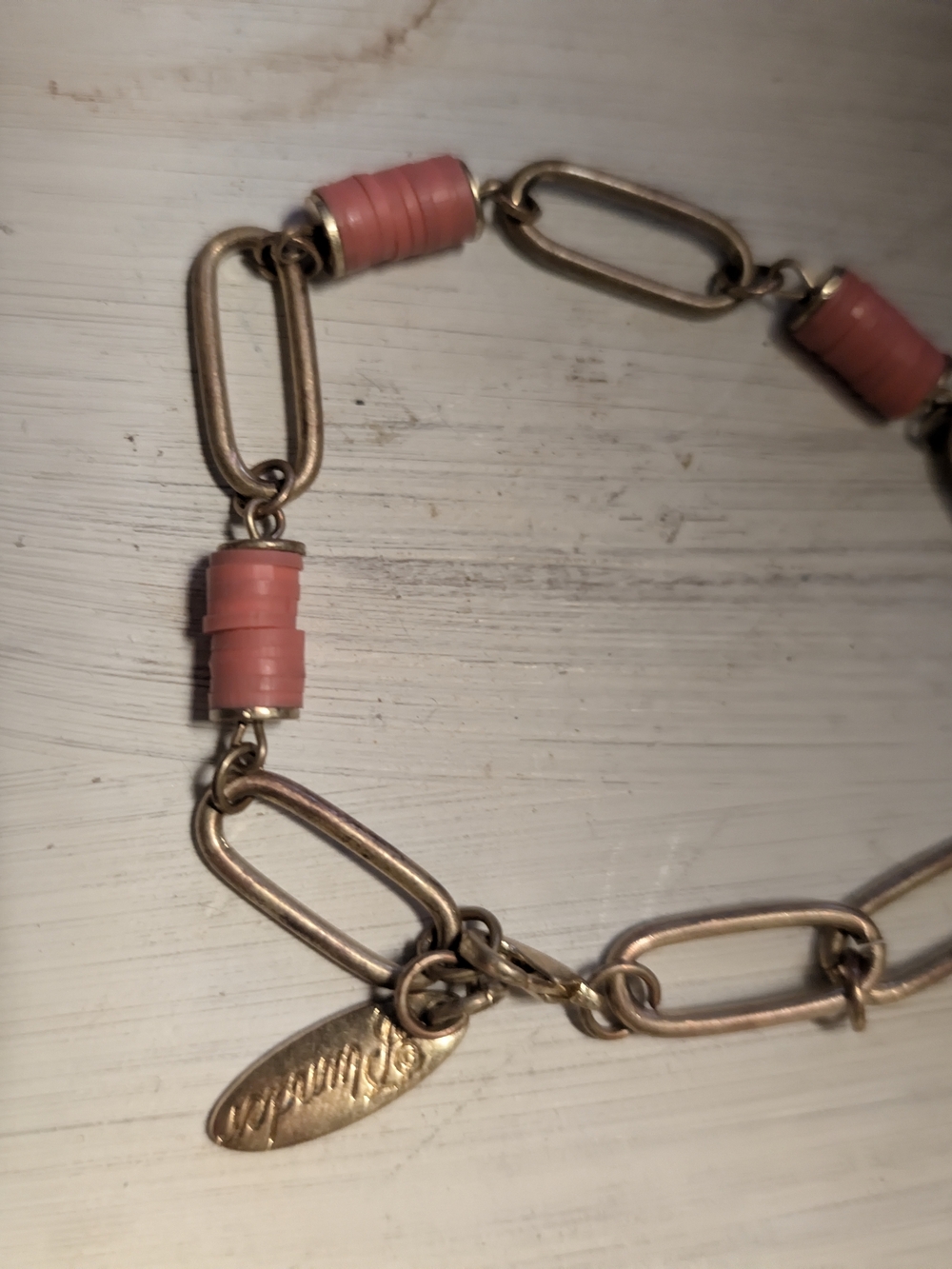 Plunder Gold-Tone Chain Bracelet with Coral Orange Discs - Picture 3 of 11